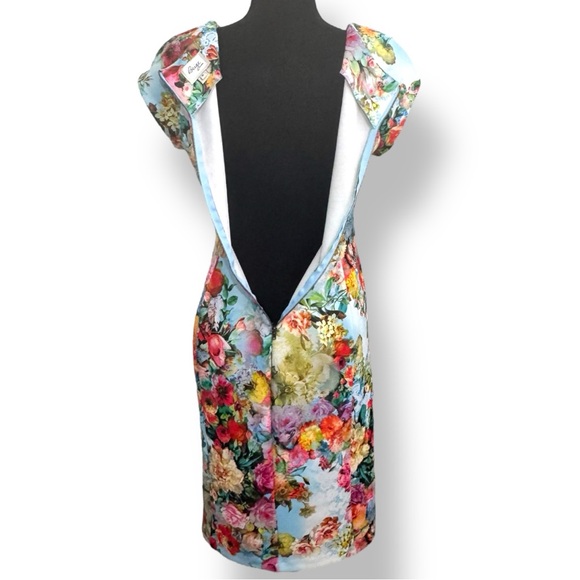 Beige by eci Floral Fitted Dress Women's Size 8 Stretchy Office Workwear Spring - Picture 9 of 13